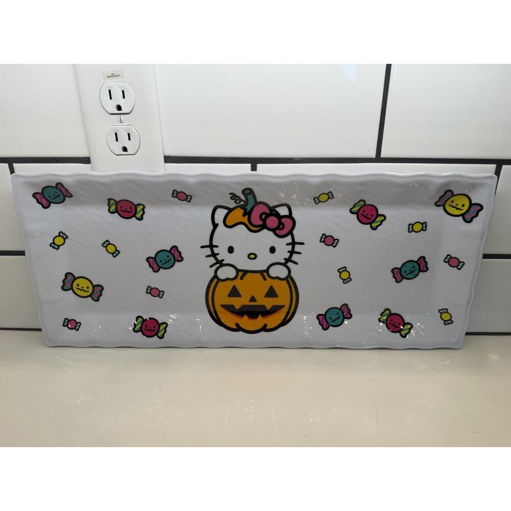 New Hello‎ Kitty Halloween Pumpkin Candy White Tray 19x8~Kawaii